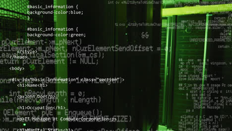 animazione di server informatici e elaborazione dei dati