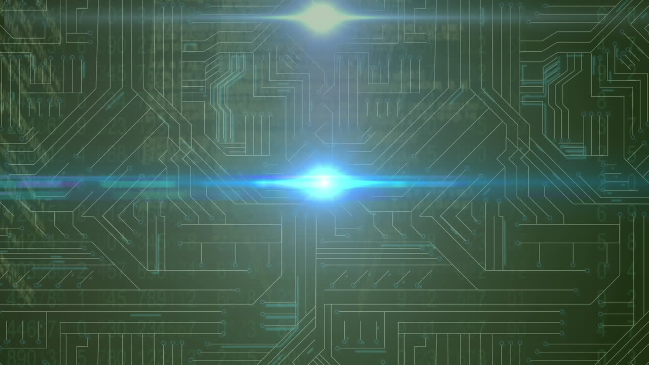 animación del procesamiento de datos a través de una red de conexiones