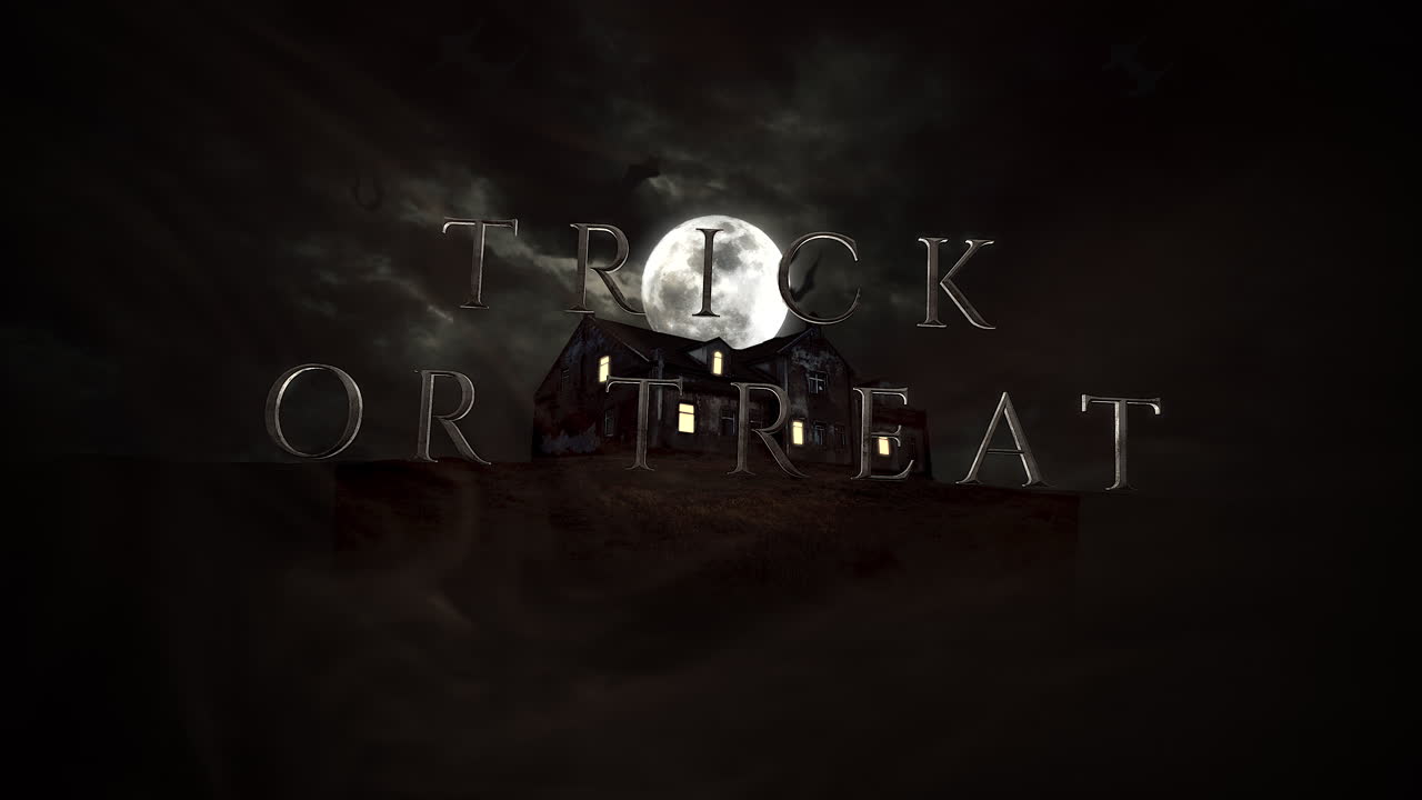 truco o trato con murciélagos y casa antigua con luna en la noche
