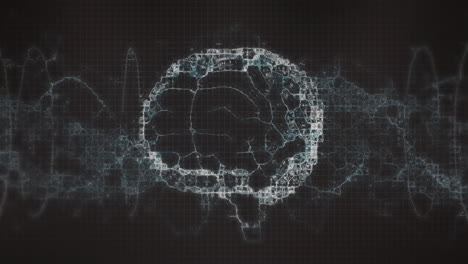 animación de formas y cerebro sobre un fondo negro.
