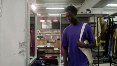 side view of african american man in a store