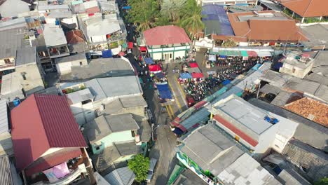 aerial view of a busy market in a densely populated area