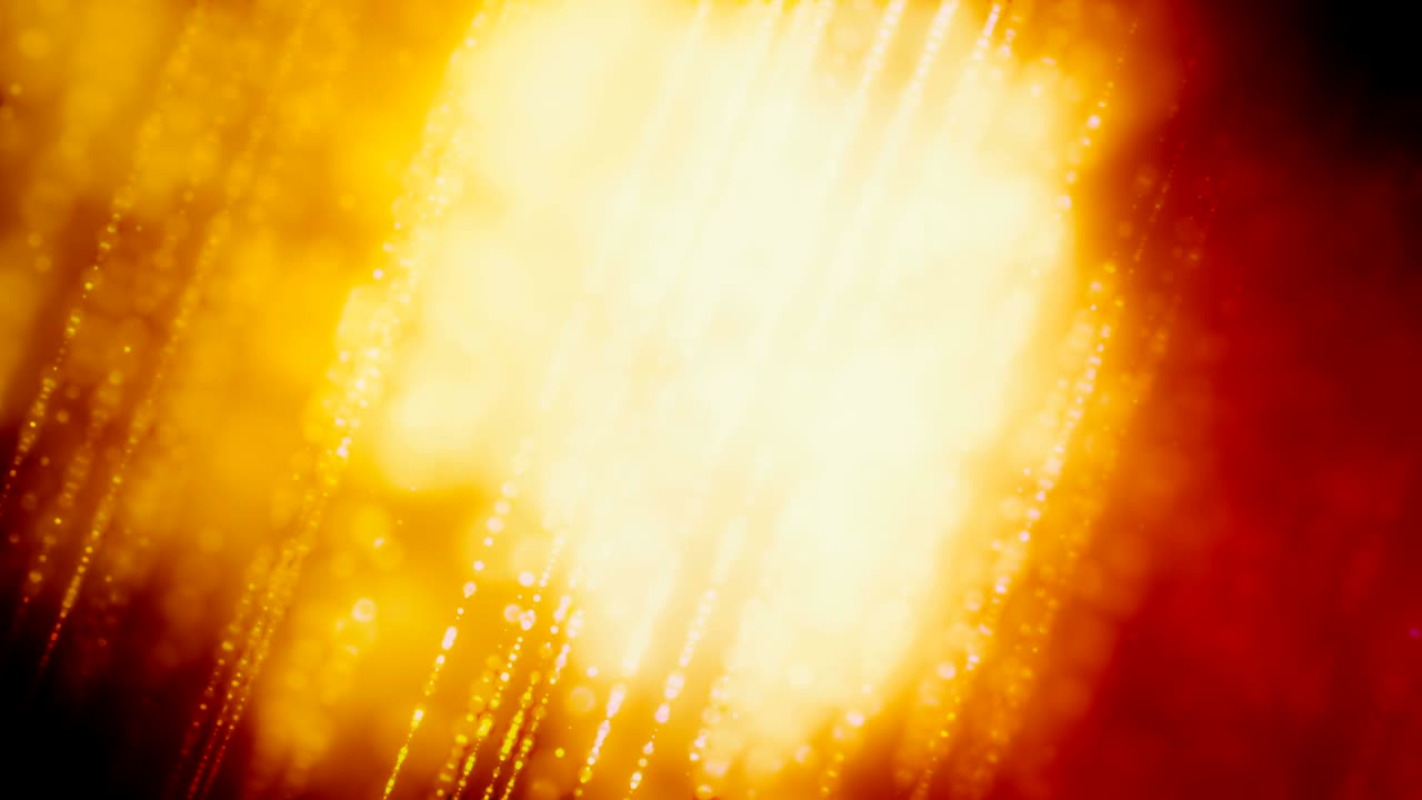 puntos brillantes multicolores y sin enfoque en una fila diagonal como el bucle de fondo de vídeo bokeh 4k - naranja, amarillo, sol