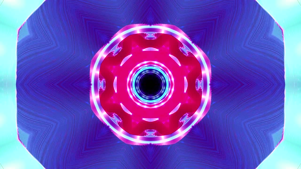This seamless looping video showcases a vibrant tunnel filled with colorful lights that pulsate and swirl, creating an immersive visual journey through an abstract space