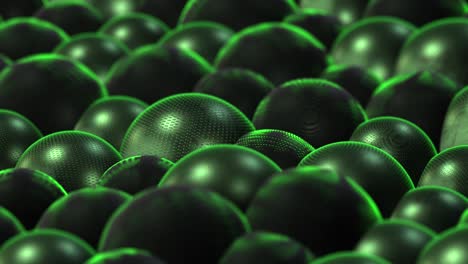 esferas de metal verdes brillantes en rotación. un bucle perfecto. un fondo abstracto.