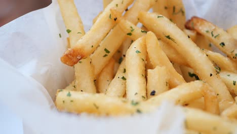 Detail-shot-of-french-fries-on-table