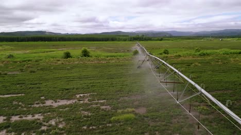 Un-Pivote-De-Riego-Que-Riega-Tierras-Agrícolas---Toma-Aérea-De-Drones