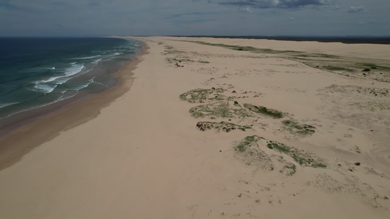 Tranquil Scenery Of Stockton Beach In New South Wales, Australia - Drone Shot