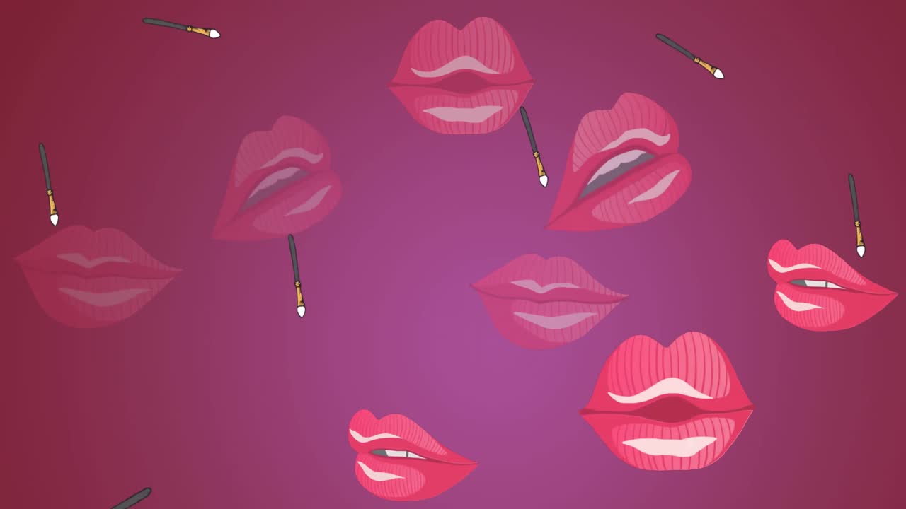 animación de pincel de polvo sobre fondo rosado