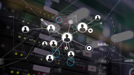 animación de la red de conexiones a través de una placa de circuitos informáticos