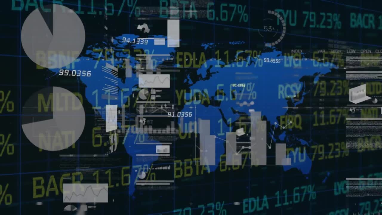 Animation of statistics and data processing over world map
