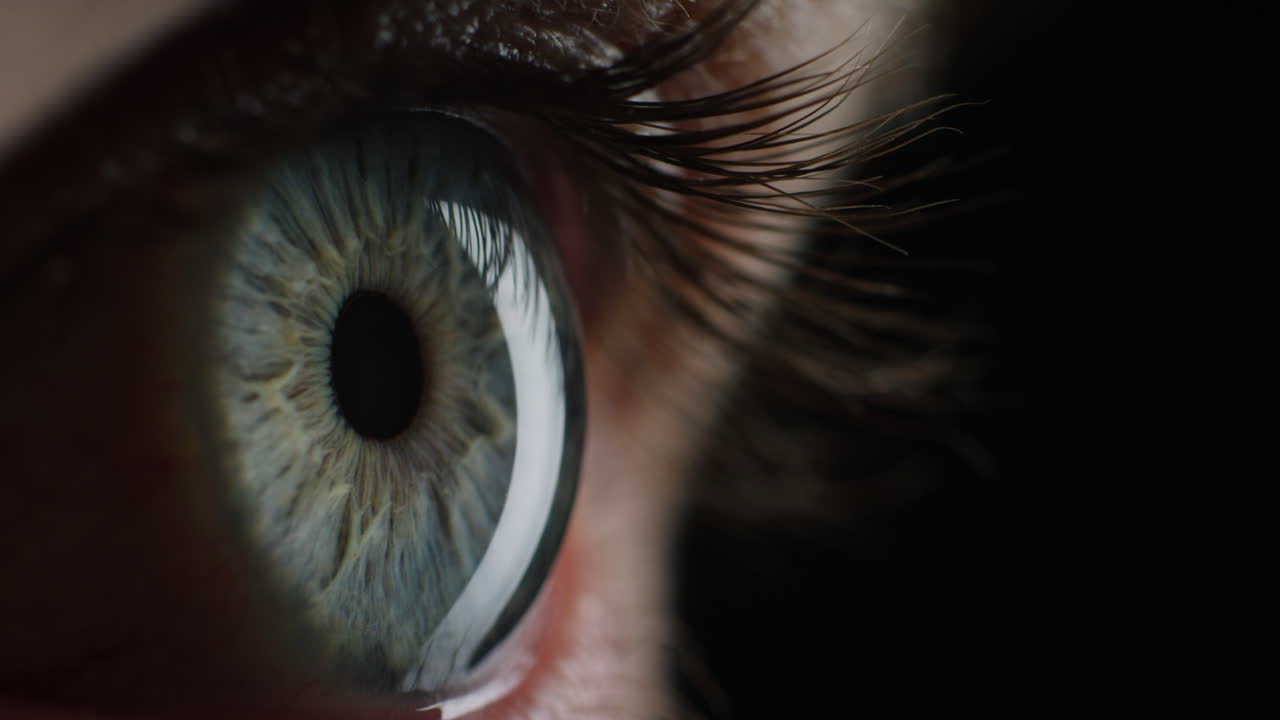 macro belleza apertura de los ojos mirando asustado parpadeando vista sana de cerca