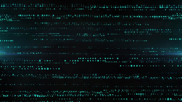 Animation of lines made of green dots moving fast on black background