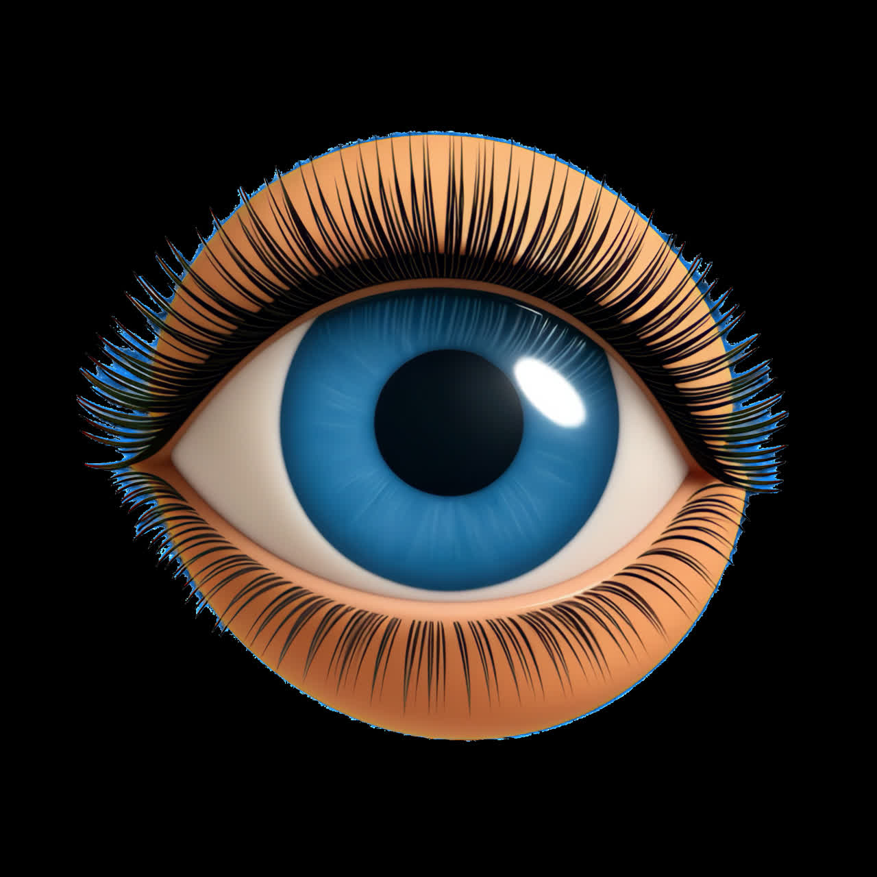 Vibrant blue eye illustration animation isolated asset, transparent 4K video, alpha channel, ProRes