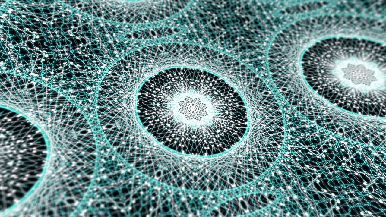 Digital mandala fractal seamless loop abstract motion graphics. Floral lines grid in multicolor in a 4k animation design. Yoga, meditation and other activities benefit kaleidoscopic background