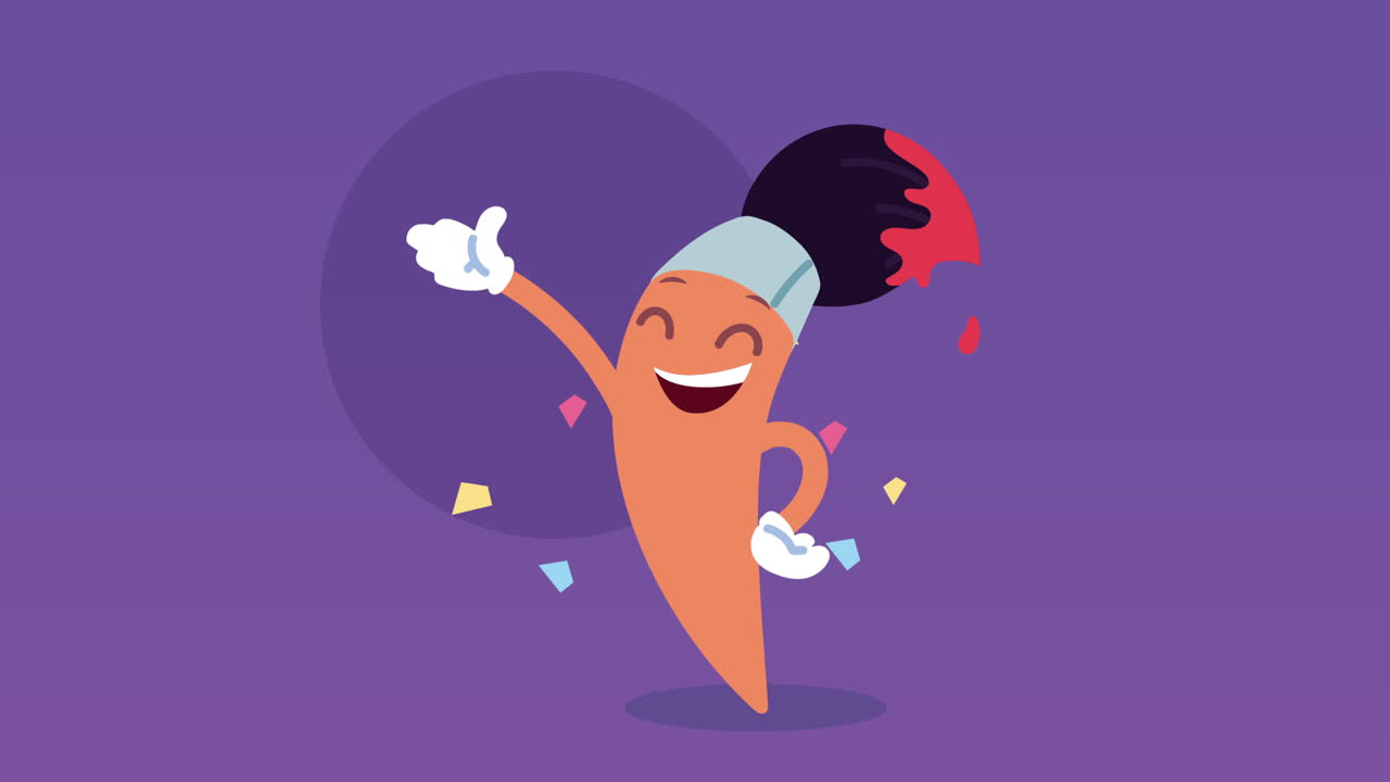 personaje de pincel feliz