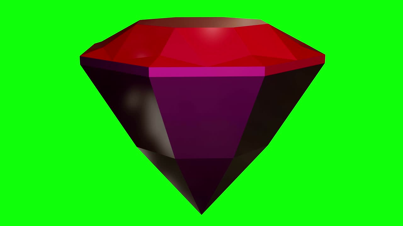 Gemstone in red and purple colors on green screen