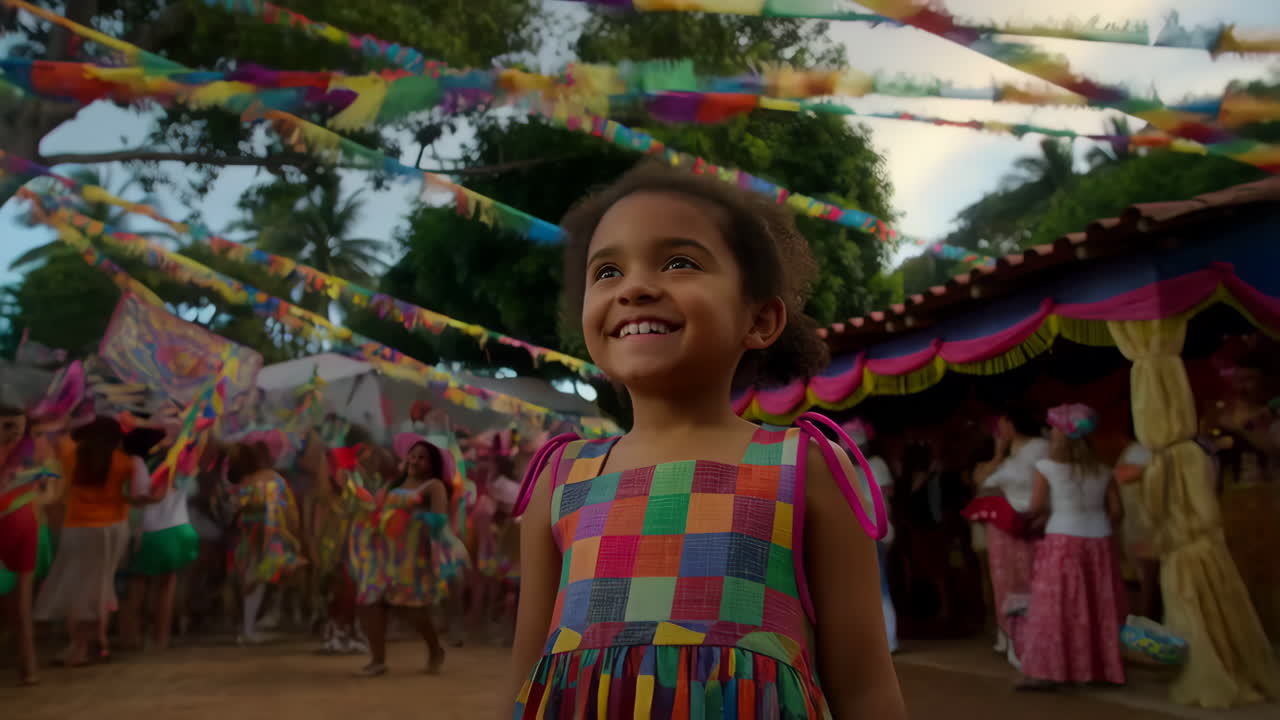 Happy Child at a Colorful Outdoor Celebration