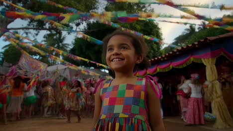 happy child at a colorful outdoor celebration