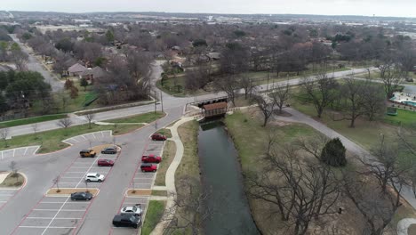 this is an aerial video of bear creek park in keller texas