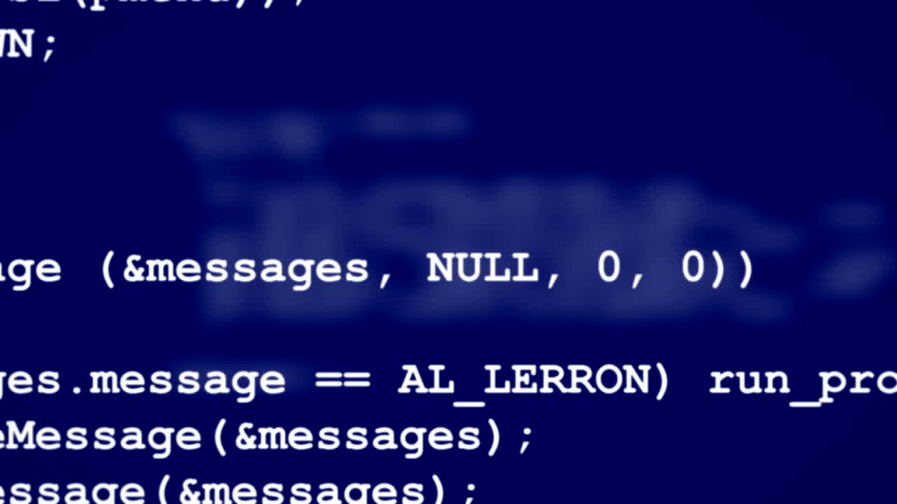 Rows of computer code disappearing in distance