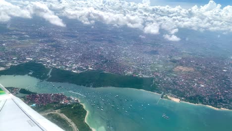 bali island beautiful view from airplane window