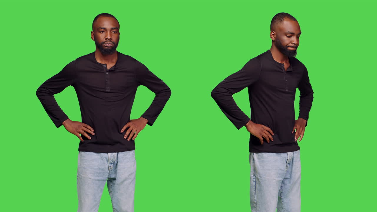 Man on green screen