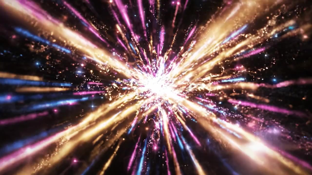 A Journey Through Cosmic Wonders: An Enchanting Transformation from a Starry Void to a Vibrant Burst of Light and Color Capturing the Essence of Universal Beauty