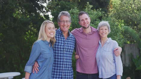 family having fun in the garden