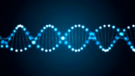 3d rendered animation of rotating dna glowing molecule. genetics concept.