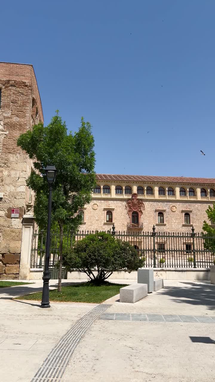 Vertical high-angle shot of the Archbishops Palace's Facade in Alcala de Henares