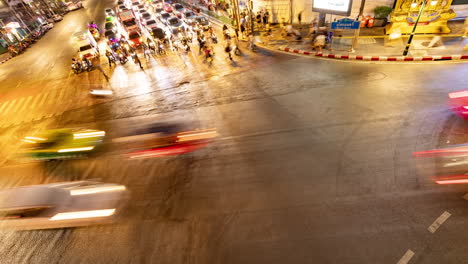 timelapse of rush hour traffic in central bangkok at night