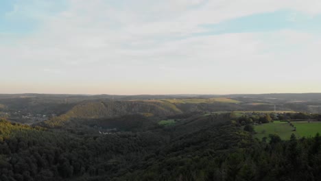 Drone-footage-of-the-Belgian-Ardennes,-La-Roche-en-Ardenne,-Belgium,-Europe,-4K,-25fps