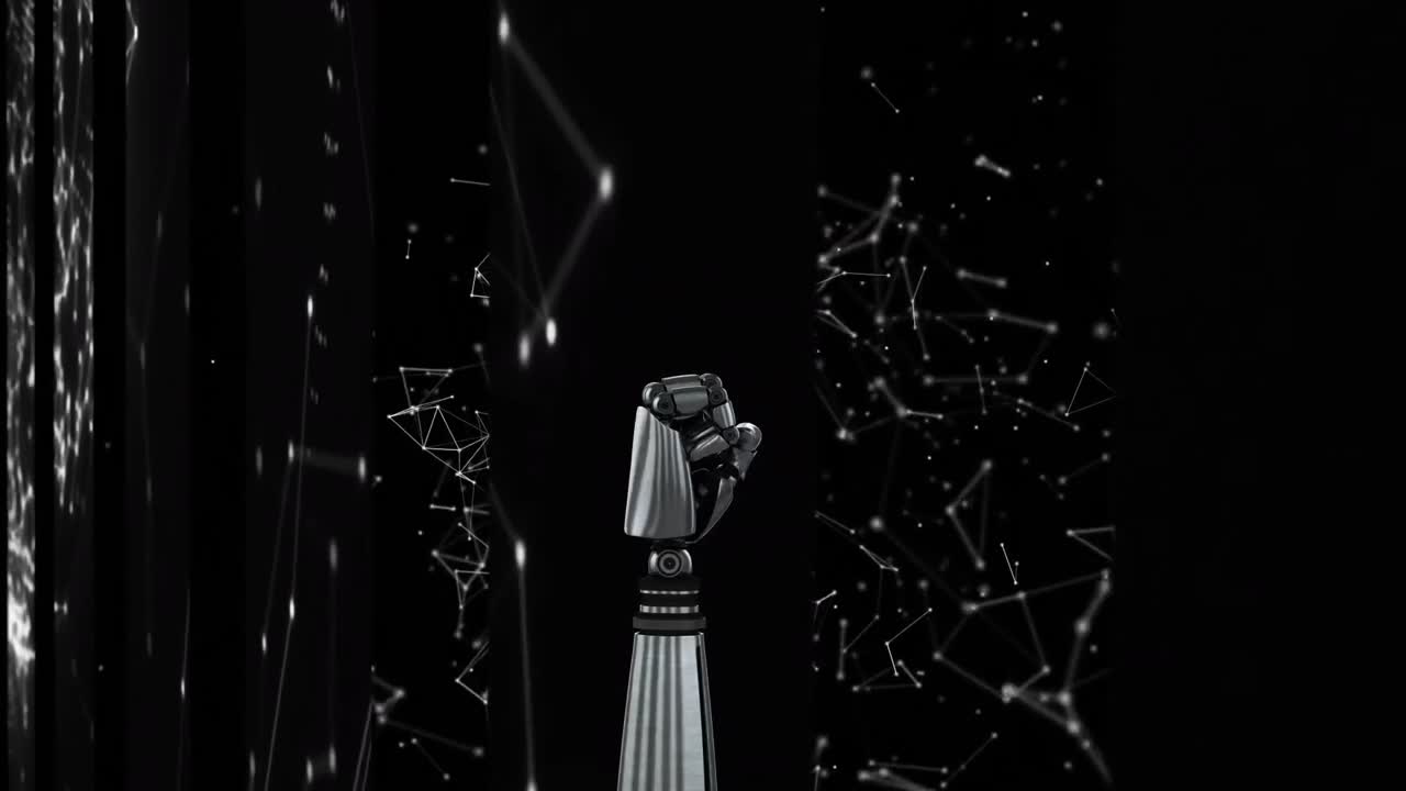 검은색 배경에 로 ⁇  팔과 모양의 애니메이션