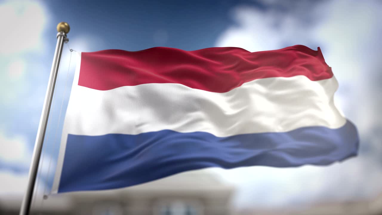 네덜란드 발을 흔들고 있는 느린 동작 3d 렌더링 파란 하늘 배경 - 원활한 루프 4k