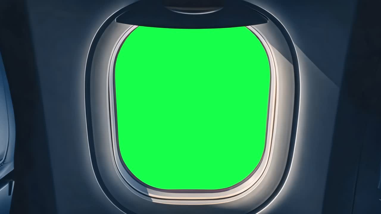 Airplane window live mockup animation, transparent 4K video, green ...