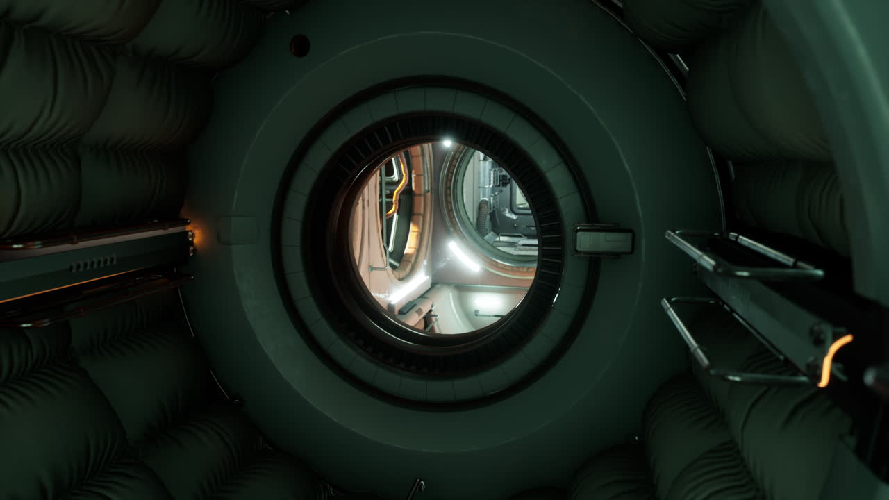 interno della futuristica stazione spaziale internazionale