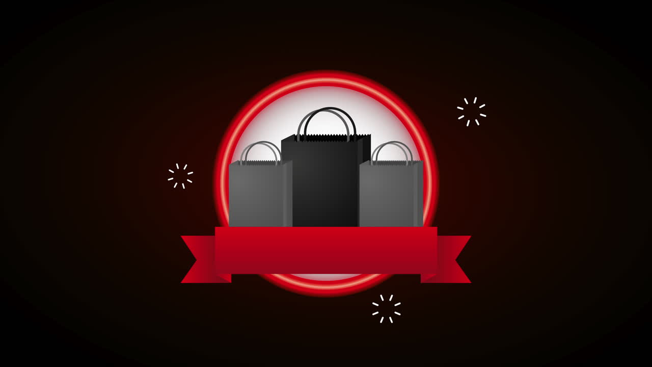 쇼핑 가방과 함께 블랙 프라이데이 거래 라벨