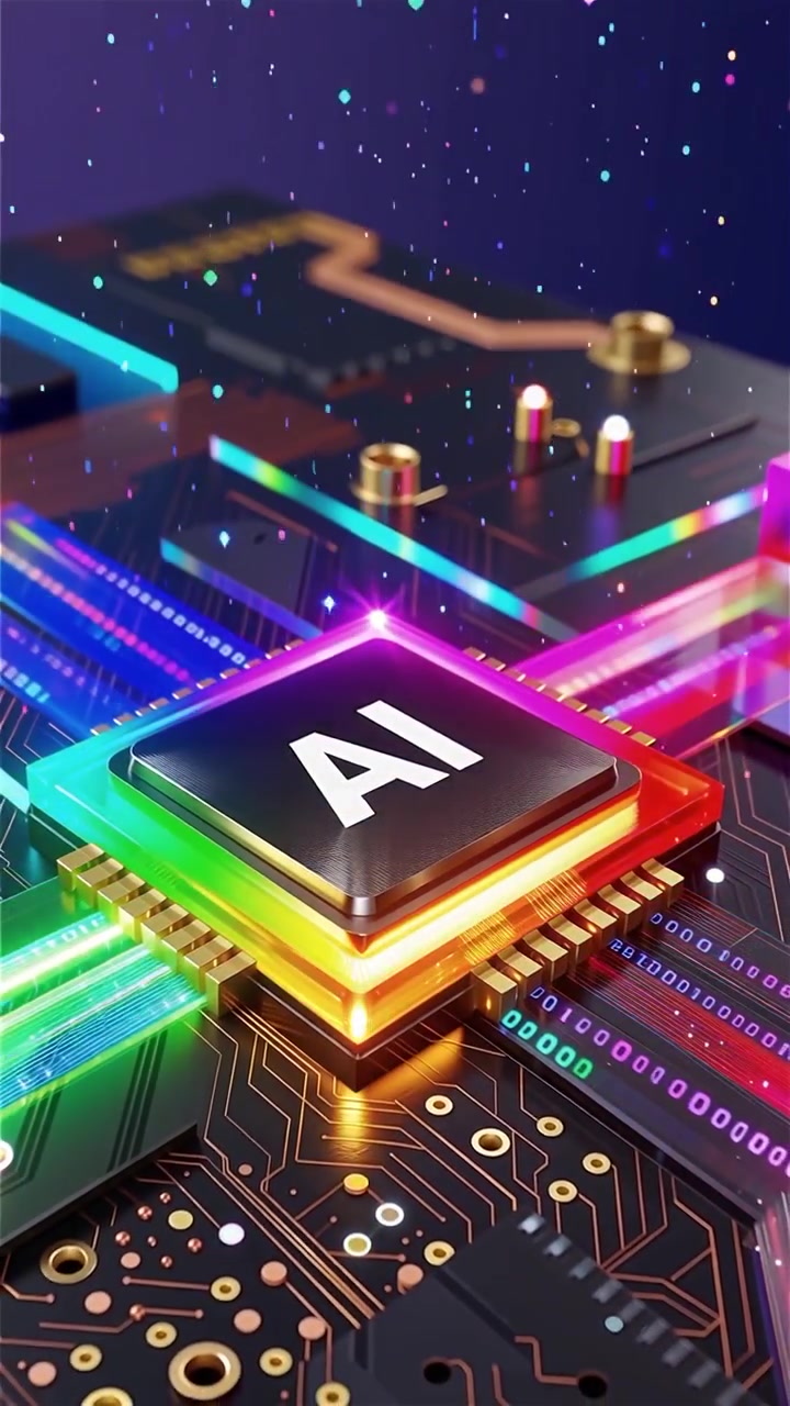 Futuristic AI Chip Motherboard Technology Background