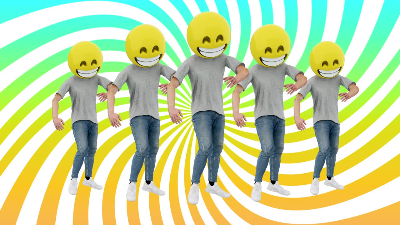 애니메이션 팀 인간 재미있고 운이 좋은 역동적인 춤 코 리 비트 루프