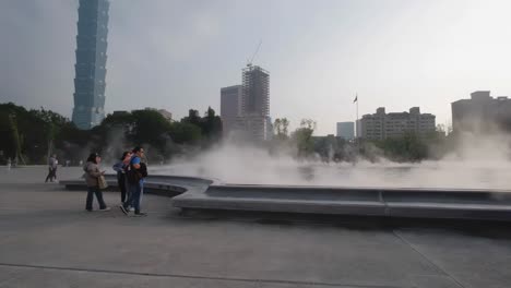 editorial footage showing the picturesque emerald pond fronting the national sun yat-sen memorial hall in taipei, taiwan.