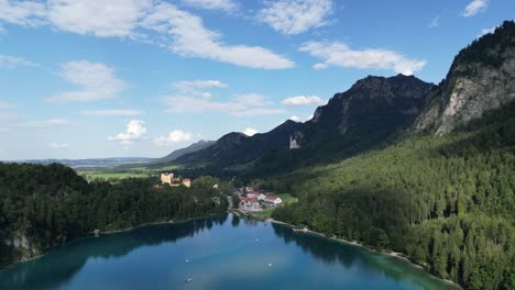 alpsee lake in germany near fussen drone aerial view