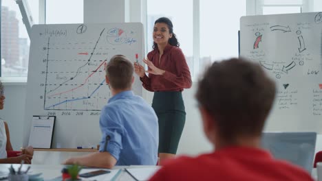 african american coach mentoring people in office