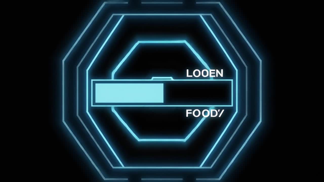 Abstract Digital Loading Bar Animation in Neon Octagon