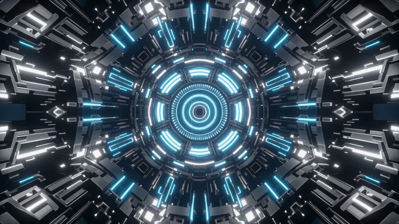 Loop Continuo di un Tunnel Digitale Futuristico del Cyberspazio