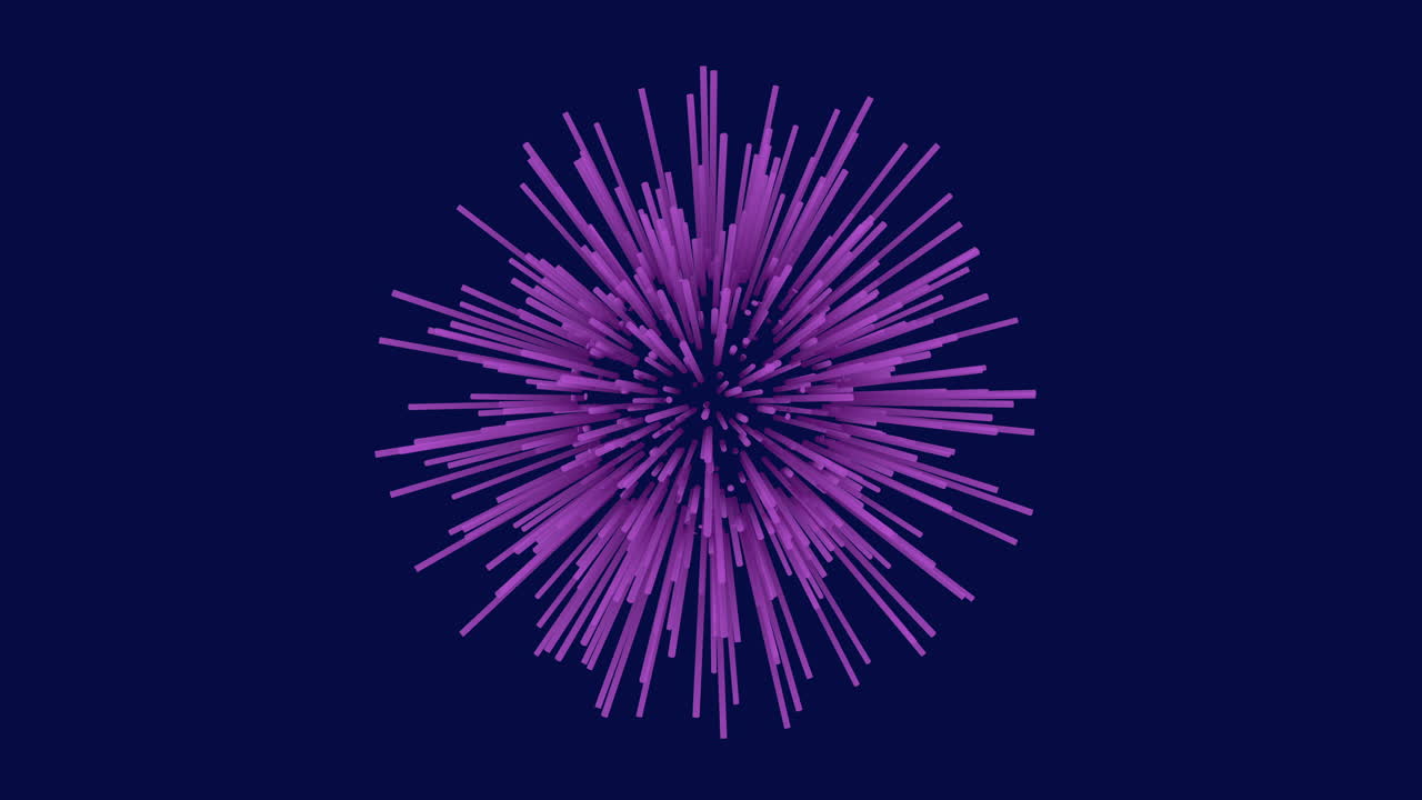 Dynamic purple explosion, intricate circular pattern of lines on dark background