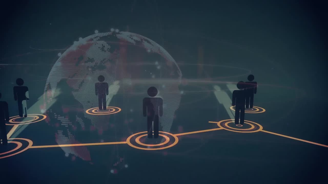 Animation of globe with network of connections with people icons