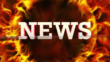 fiery news text, and flames ring, loop