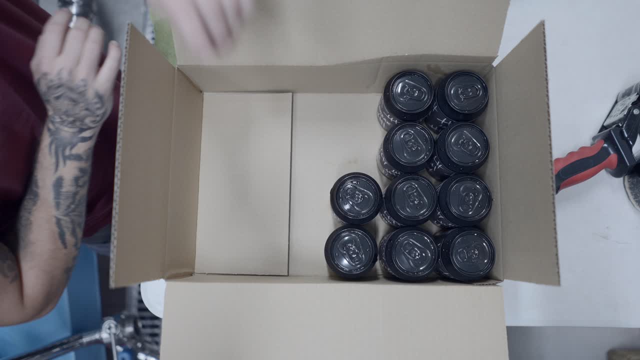 Packaging Canned Drinks in a Cardboard Box