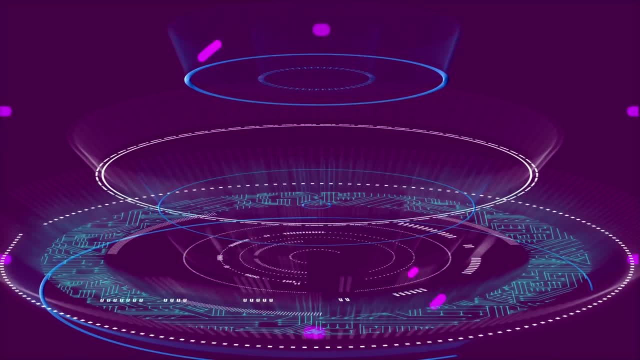 보라색 바탕 위에 움직이는 보라색 모양의 애니메이션